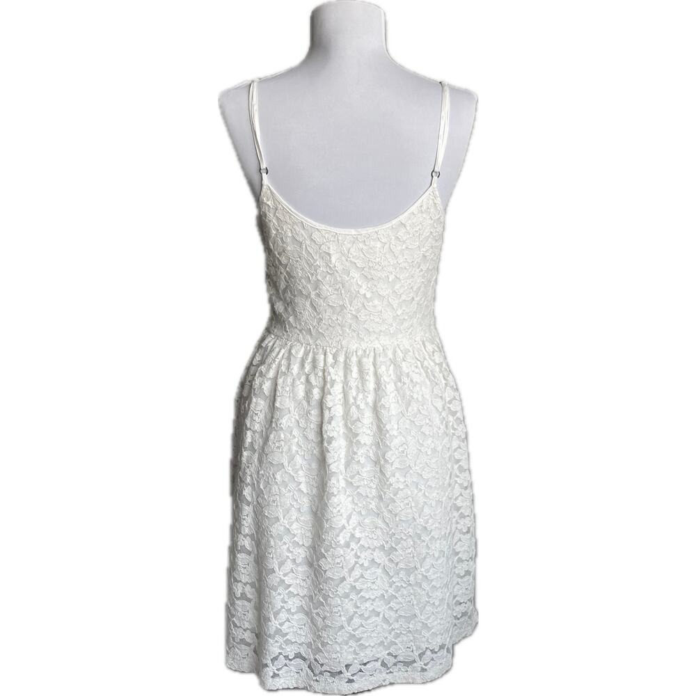 ABERCROMBIE & FITCH Ivory Lace Mini Dress Size L Y2K Babydoll Romantic Festival - Picture 4 of 10